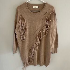 Sage & Flower Fringe Sweater